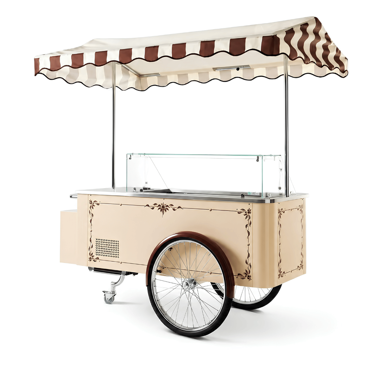 Mobiler Eiswagen mit 6 Behältern – 230-V-Verkaufswagen im Vintage-Design